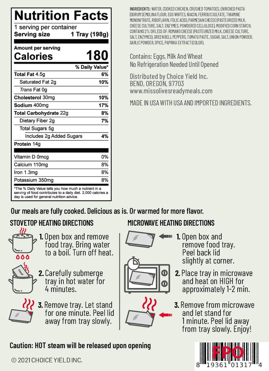 MISS OLIVE'S Miss Olive\'s Variety Pack Microwavable Ready to Eat Lower Sodium Ready Meals (Bundle of 6)-1 of each flavor