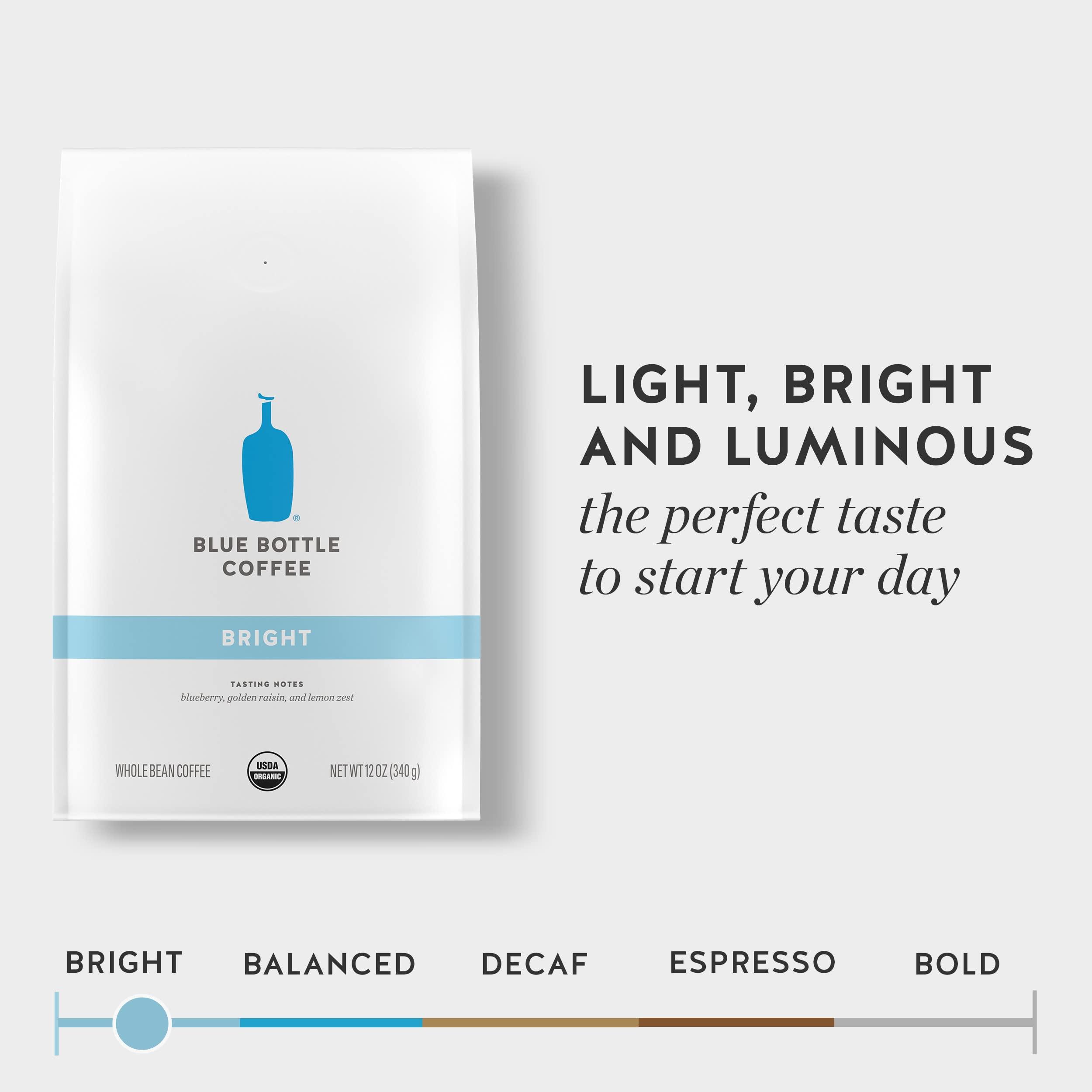 Blue Bottle Coffee Blue Bottle Whole Bean Organic Coffee, Bright, Light Roast, 12 Ounce Bag (Pack of 1)