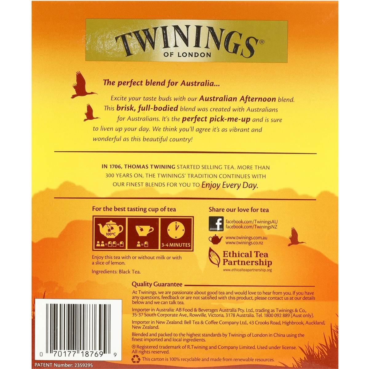 Twinings Twinings of London Australian Afternoon Tea - 100 Tea Bags - Full Bodied Black Tea Designed for Australia