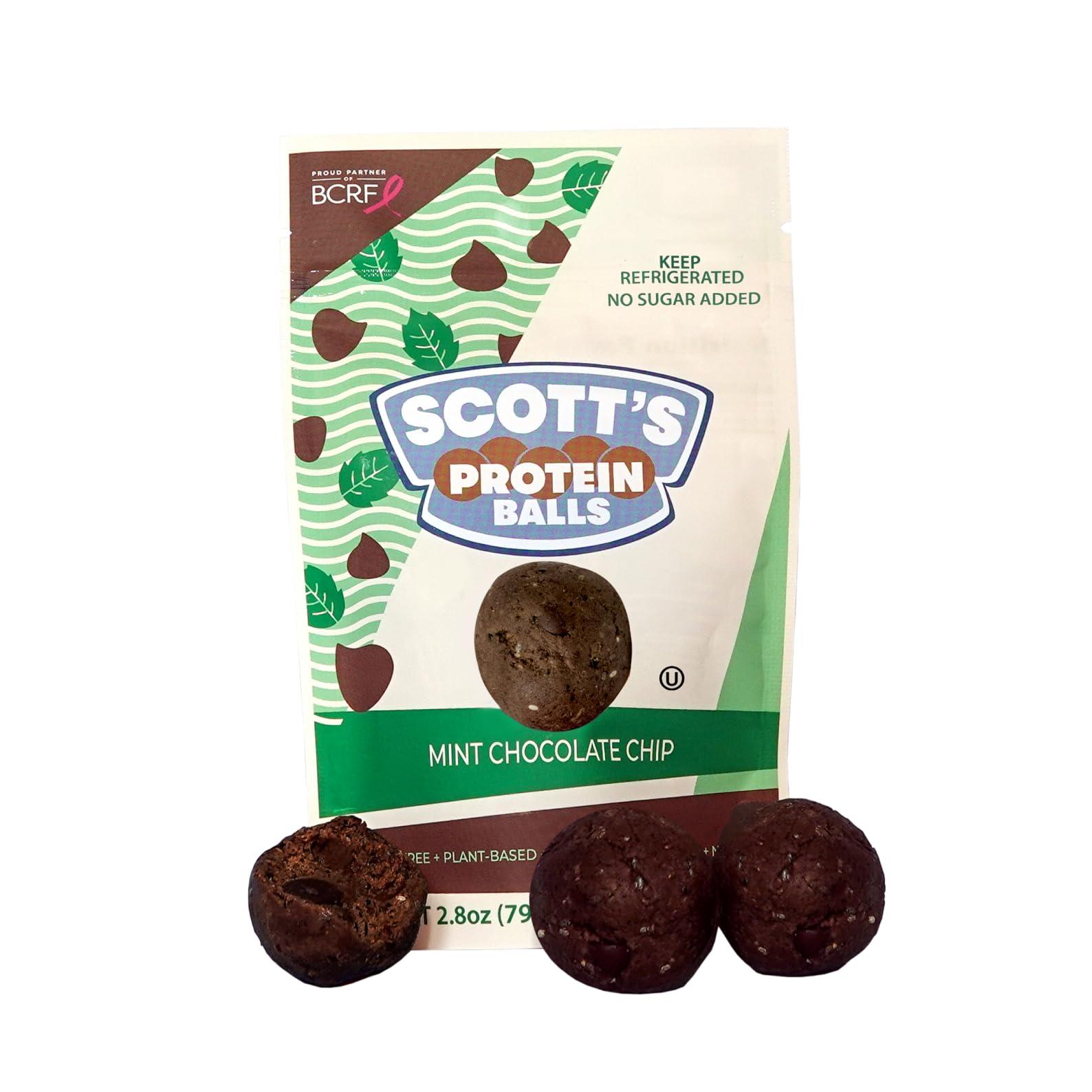 Scott's Protein Balls Scott's Protein Balls Refrigerated Plant Based Protein Balls, Mint Chocolate Chip Protein Balls, 6 Resealable Bags, 4 Protein Balls per Bag, 24 Count