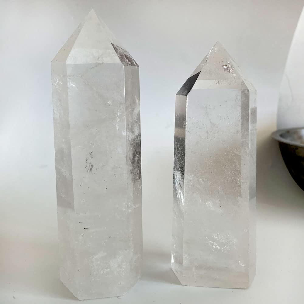MDYSC Big Natural Crystal Large Clear Quartz Point Lemurian Seed Crystal Healing Obelisk Home Decor (5-6inch)