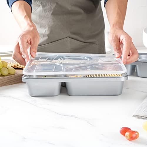 Restaurantware Restaurantware Futura 63 Ounce Meal Prep Containers With Lids, 100 Tamper-Evident To Go Containers - Microwavable, Disposable, Silver Plastic Food Containers With Lids, For Take Out or Lunches