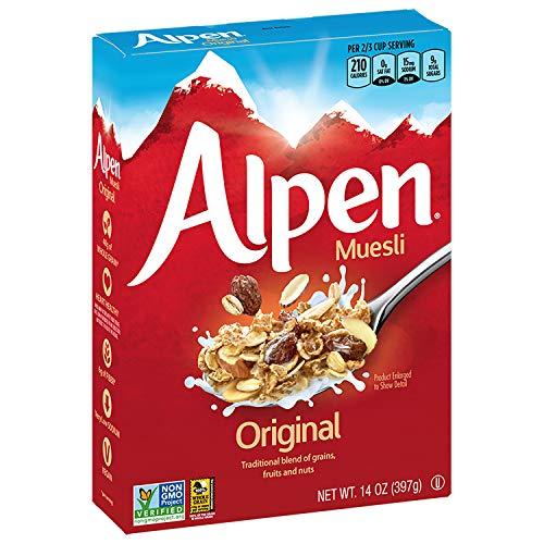 Three Sisters Alpen Original Muesli, Swiss Style Muesli Cereal, Whole Grain, Non-GMO Project Verified, Heart Healthy, Kosher, Vegan, 14 Oz Box