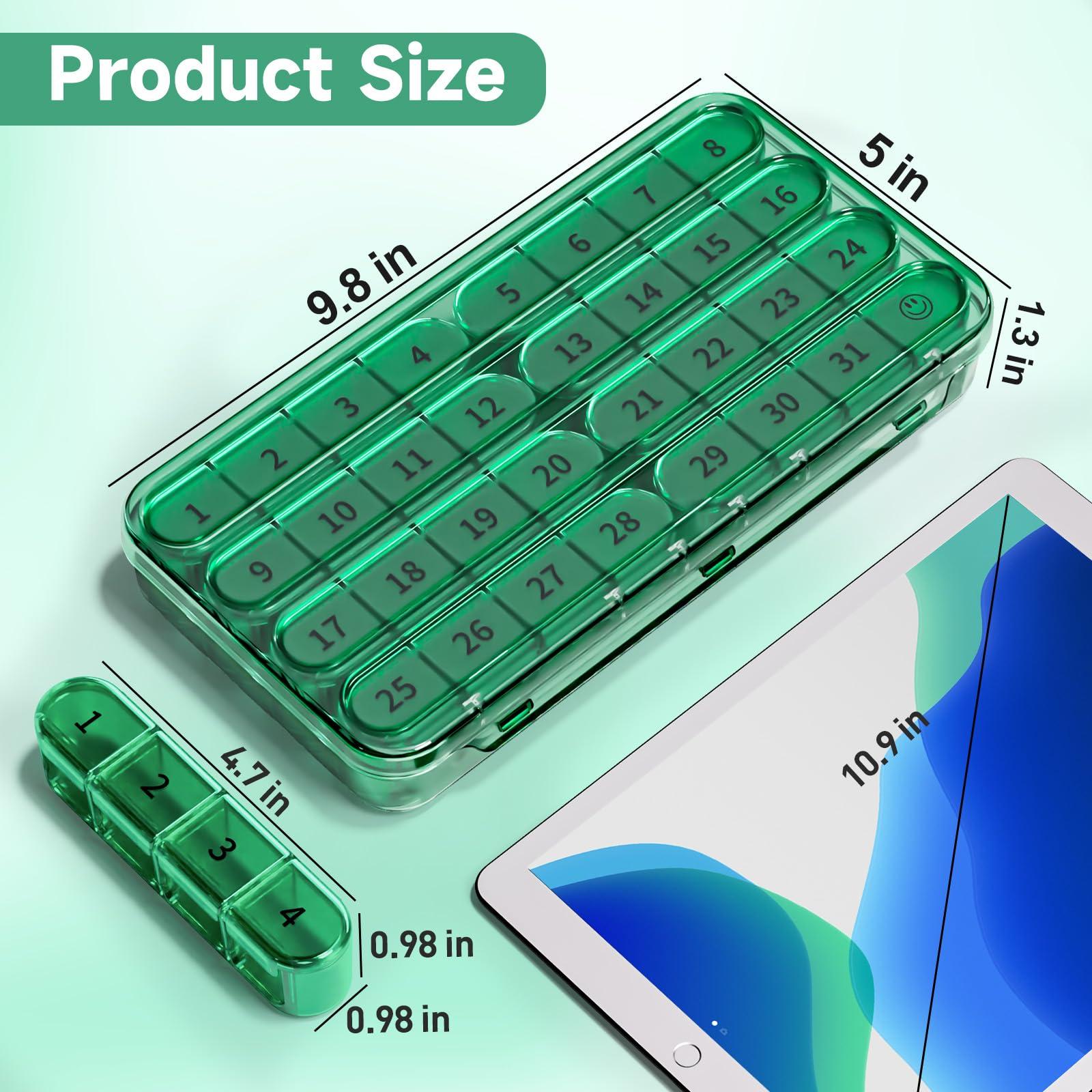Zoksi Zoksi Monthly Pill Organizer 1 Time a Day, 30 Day Pill Box Organizer Once a Day, One Month Large Pill Case for Travel, 31 Day Daily Medcine Container for Vitamins, Supplement & Medication (Olive)