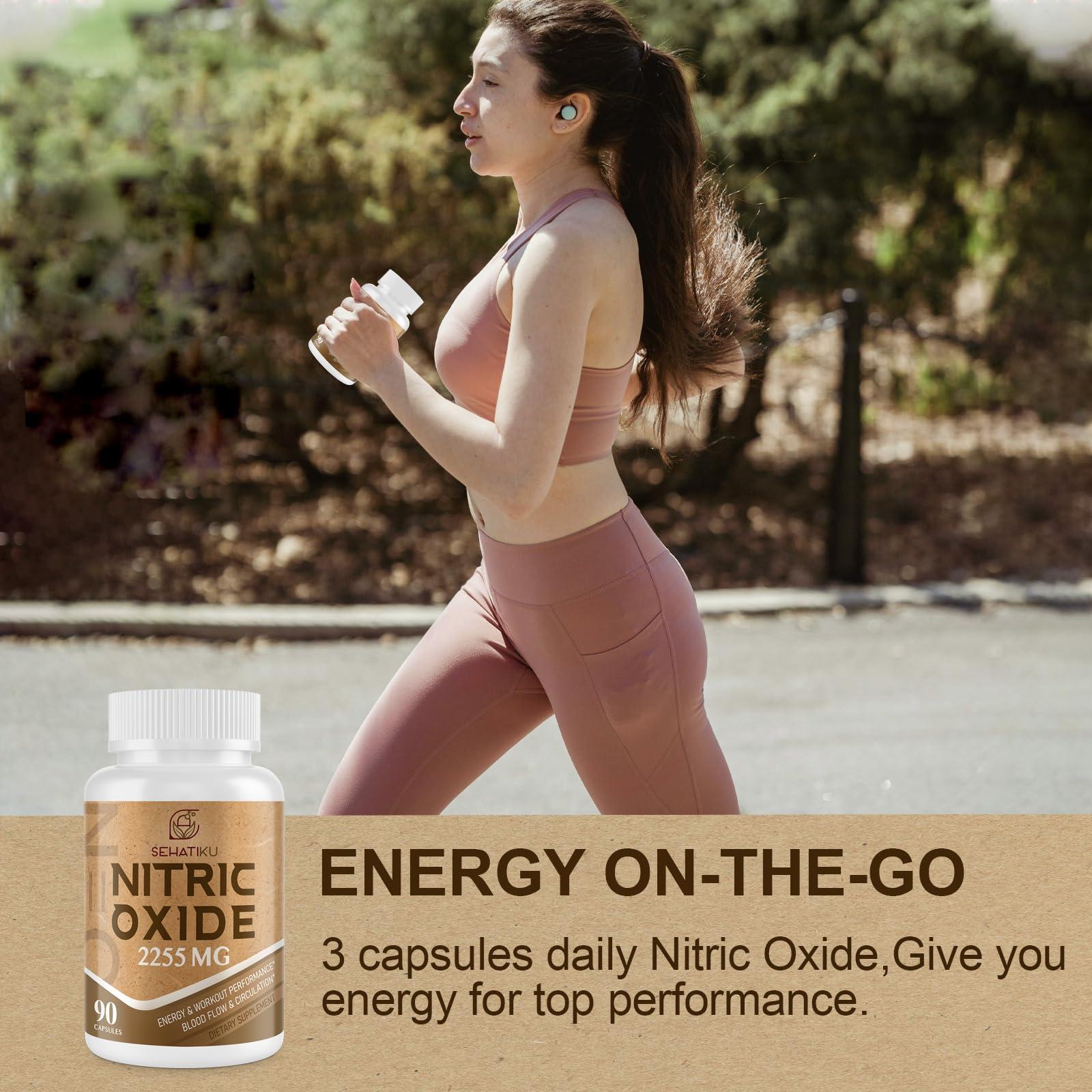 SehatiKu SehatiKu Nitric Oxide Supplement 2255 MG, Nitric Oxide Booster & 6-in-1 Phytonutrient Blend for Heart, Circulation, Immune - 90 Capsules (1 Bottle)