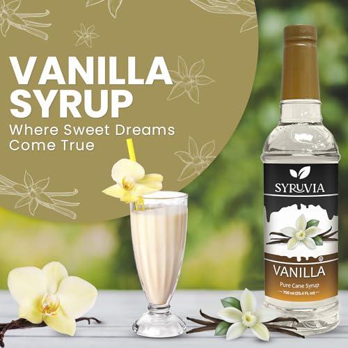 SYRUVIA Syruvia Vanilla Syrup for Coffee with Pump 25.4 fl oz Kosher,