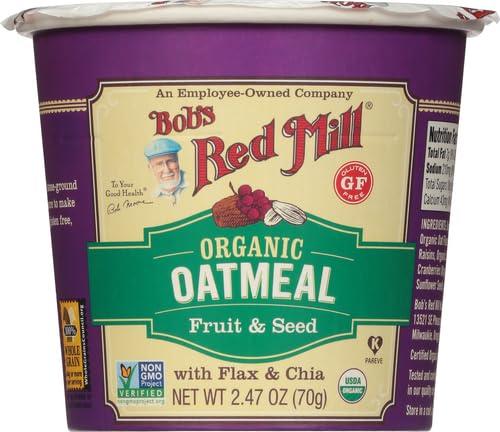 Bob's Red Mill Bob\'s Red Mill Organic Gluten Free Oatmeal Cup, Fruit & Seed, 2.47 Ounce (Pack of 1), Non-GMO, Whole Grain, Kosher