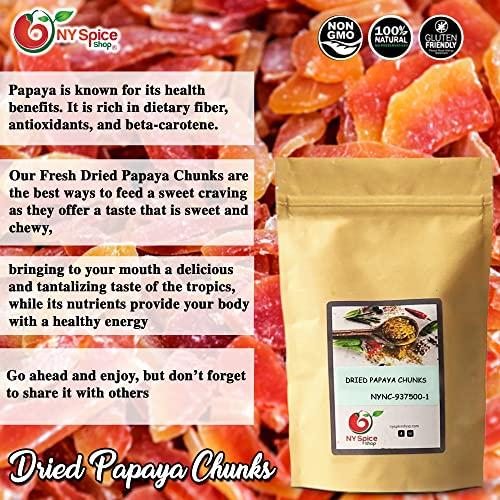 NY Spice Shop NY SPICE SHOP Dried Papaya Chunks 16 Ounces Diced Papaya - Hawaiian Papaya Fruit - Papaya Fresh Organic - Dried Fruit Papaya - Giant Papaya - Papaya Fresh