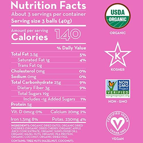 SUNNY FRUIT Sunny Fruit 100% RAW Fruit & Nut Snacks, Cherry & Hazelnut, 1-Pack (9 Balls Per Bag) | Healthy, Convenient, On-the-Go Energy Balls | ORGANIC, VEGAN, GLUTEN-FREE, KOSHER, NO ADDED SUGAR