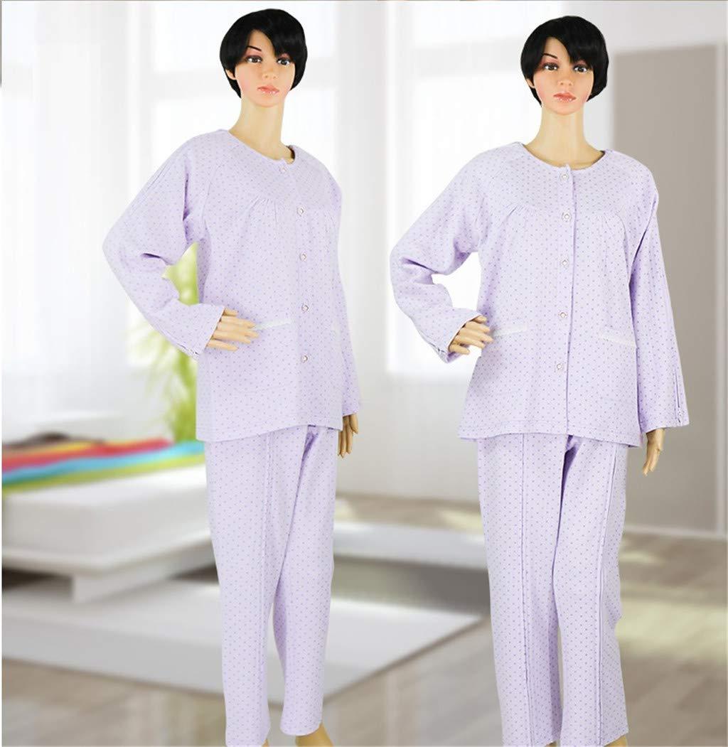 Whryspa Patient Pajamas Home Care Clothing Suit for Fracture,Disability,Surgery Patients,Paralysis,Long Bedridden Elderly,Easy to Wear Off,Pants,M