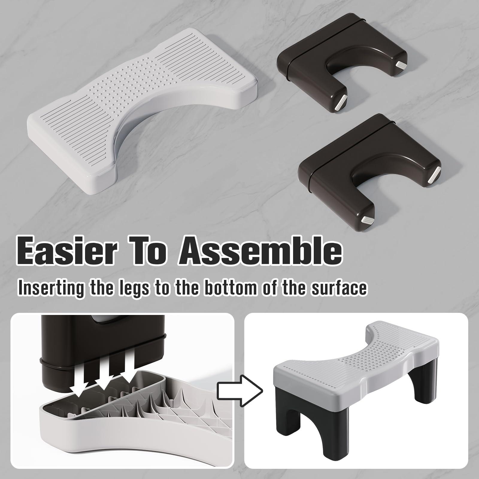 Kzeirm Kzeirm Squatting Toilet Stool for Adults, 7 Inch Height Bathroom Poop Step Potty Stool, Non-Slip Plastic Toilet Assistance Step Stool Squat Adult, Healthy Gift for Kids Seniors, Blue with Black Frame