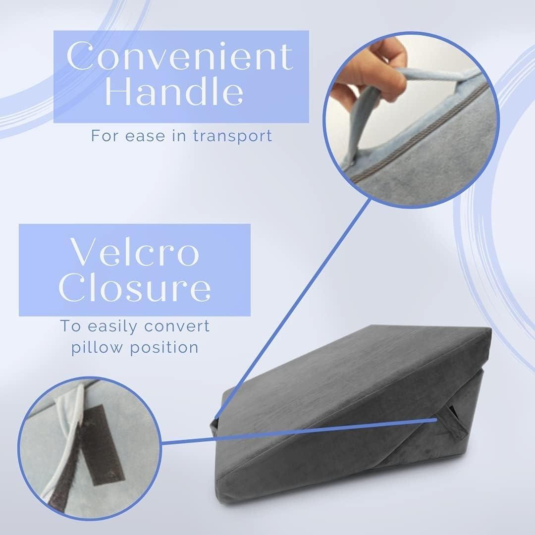 URBAN SOMBRERO Trickonometry Bed Wedge Pillow- Adjustable 7-in-1 Memory Foam Body Positioner Cushion Pillow for Sleeping, Reading, Acid Reflux, and Heartburn Relief. Triangle Pillow- Pain Relief