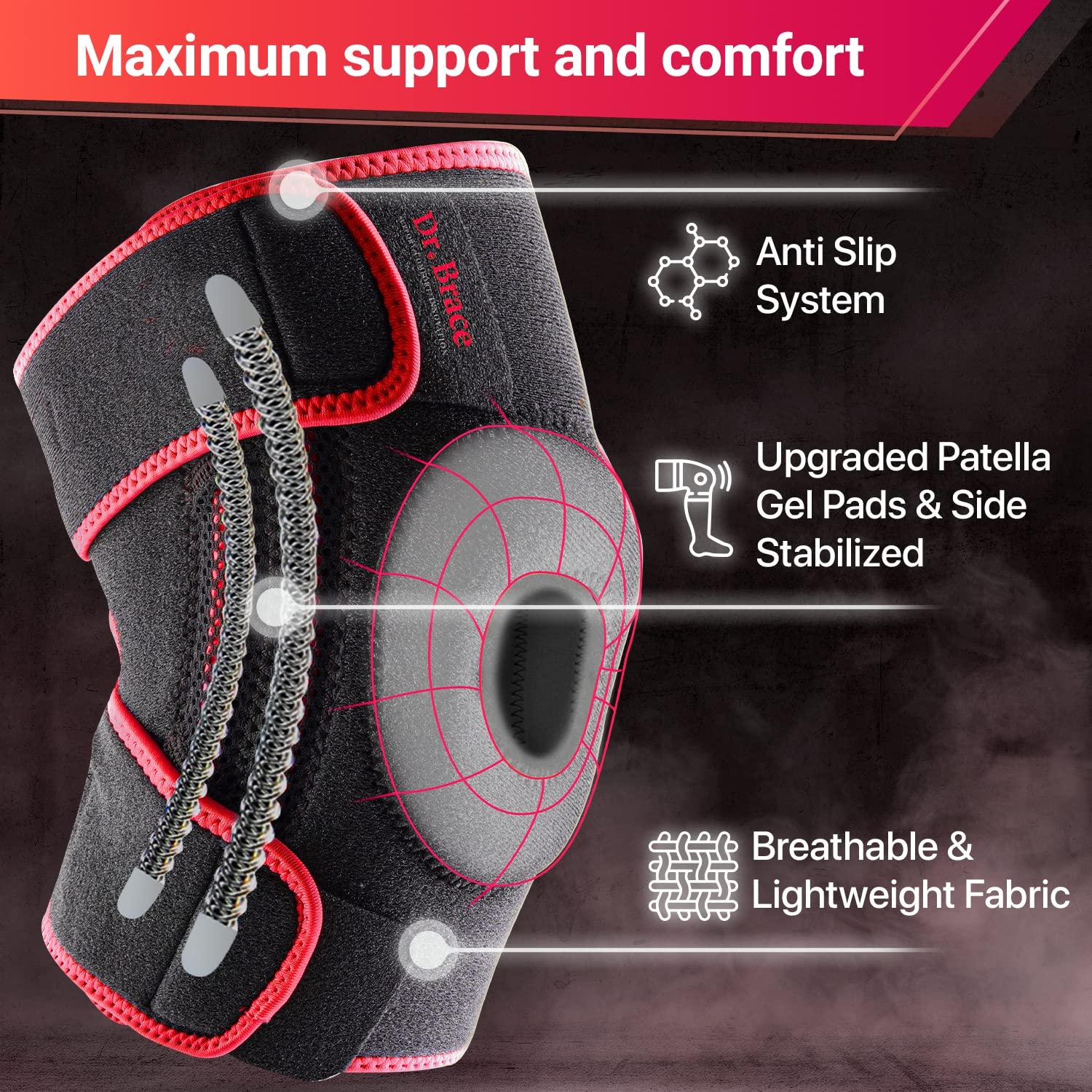 DR. BRACE DR. BRACE ELITE Knee Brace with Side Stabilizers & Patella Gel Pads for Maximum Knee Pain Support and fast recovery for men and women-Please Check How To Size Video (Sunrise, XX-Large)