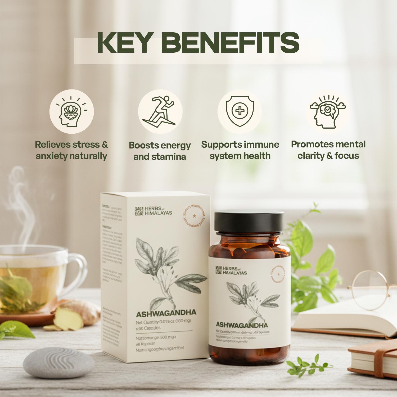 Herbs of Himalayas Herbs of Himalayas Ashwagandha Capsules – Natural Energy (60 Capsules) - Pack of 2