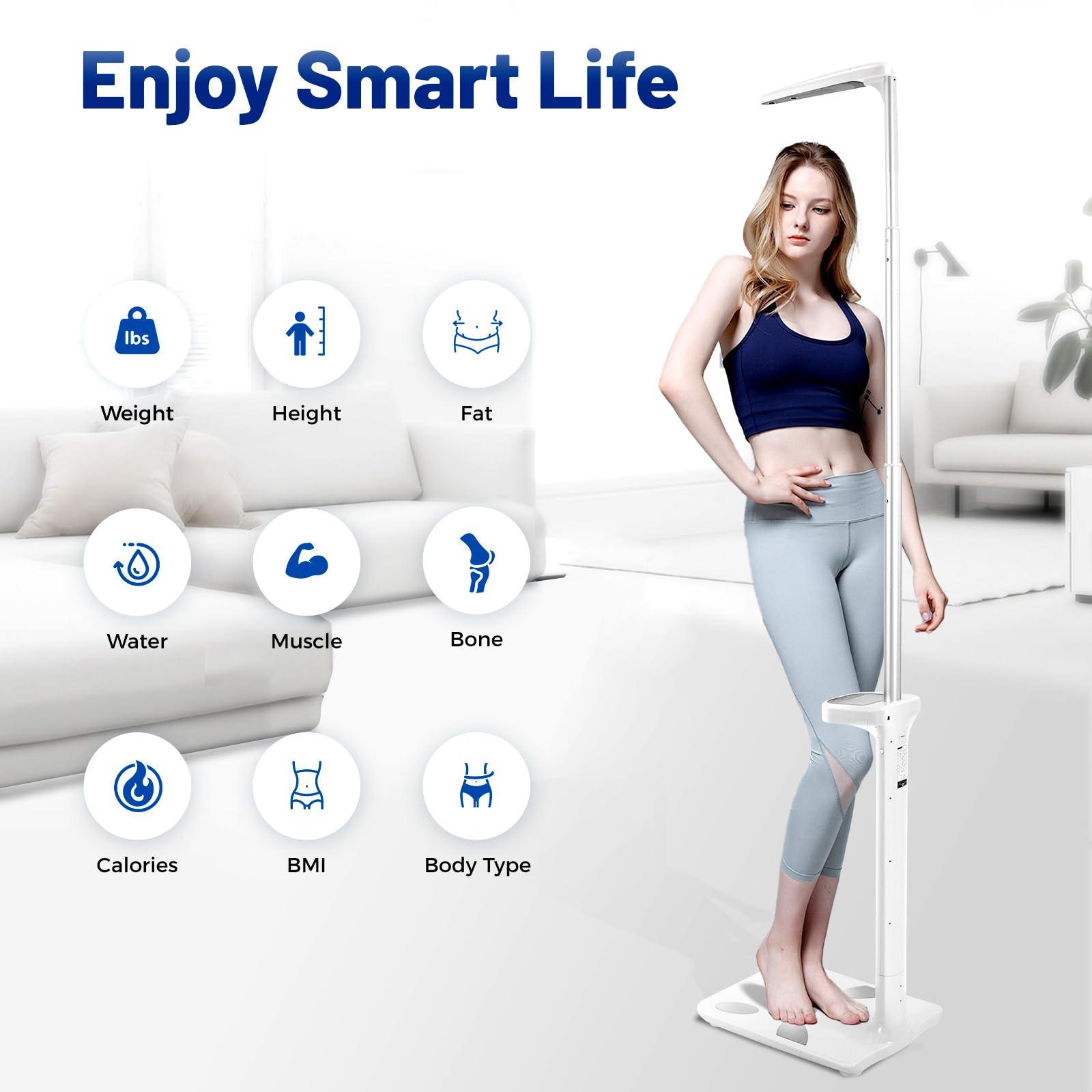 JAYEUW Professional Digital Physicians Scale, Height and Body Fat Analyzer Digital Medical Scale - 440lbs/200kg Capacity, 80-190CM Height Scale Range, BMI Body Fat Measurement Device (US Stock)