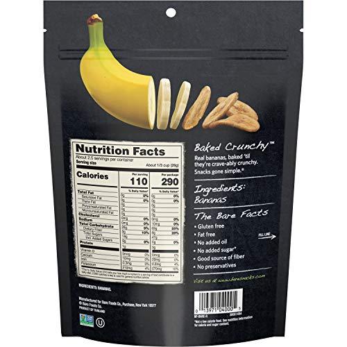 Bare Bare Baked Crunchy Banana Chips, Simply Banana, Gluten Free, 2.7 oz Bag
