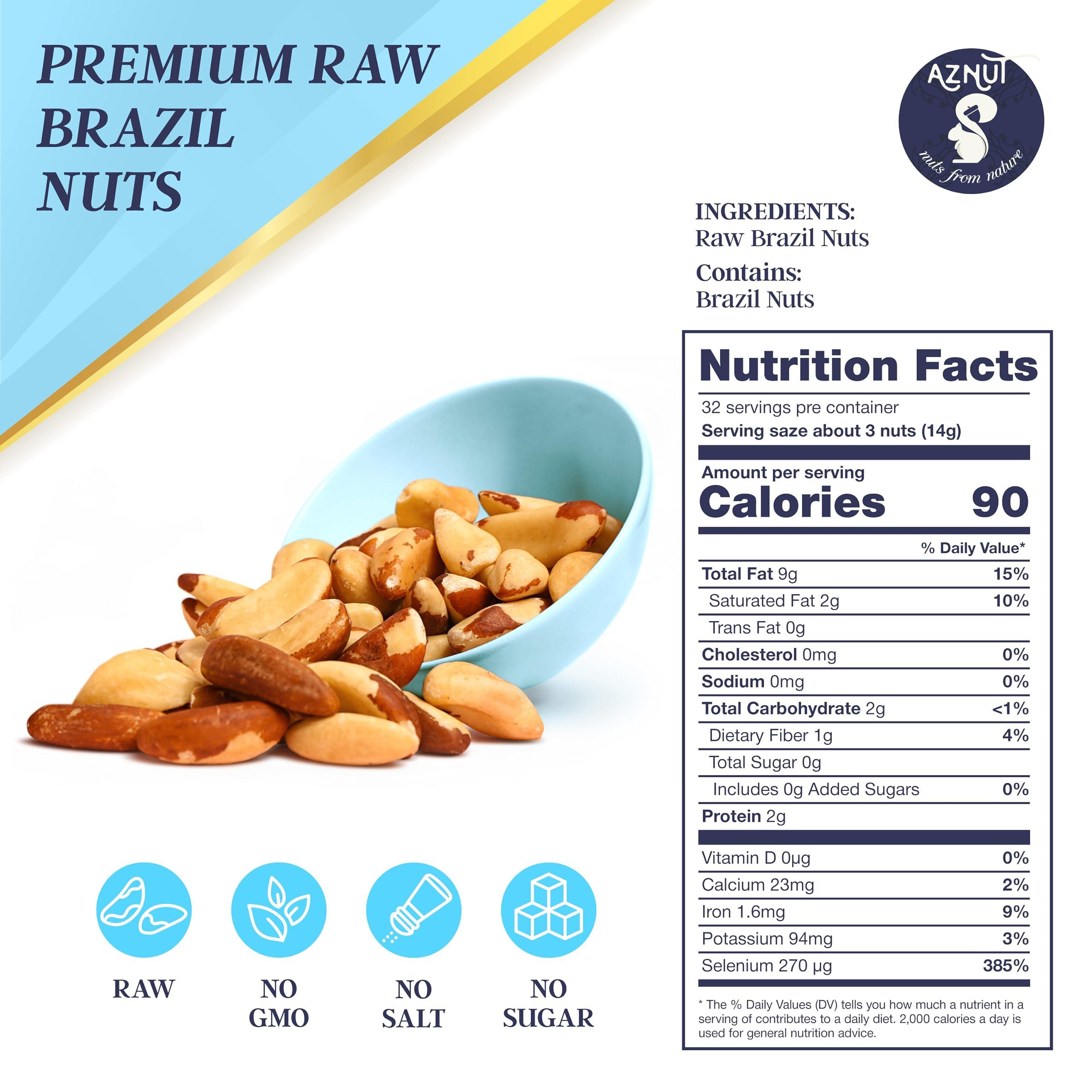 AZNUT AZNUT Roasted Unsalted Hazelnuts 2 LB & Raw Brazil Nuts 2 LB