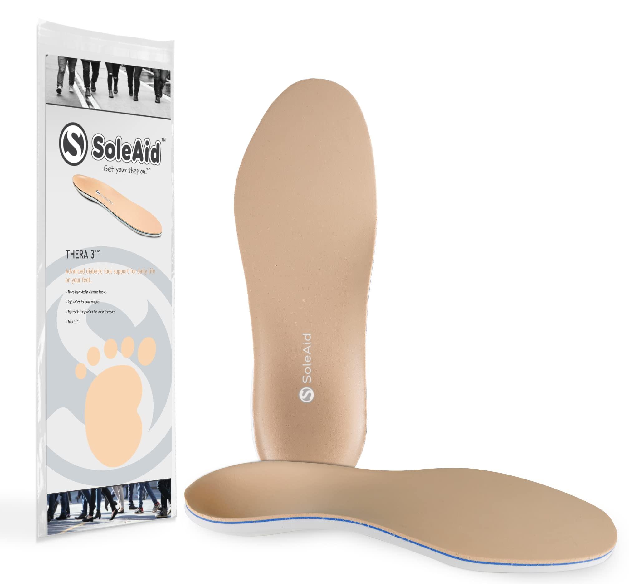 SoleAid SoleAid Thera 3, 3-Layer Diabetic Insoles - Light Weight, Soft, Shock Absorbing Therapeutic Foot Support (Women: 5-6 / Men -)