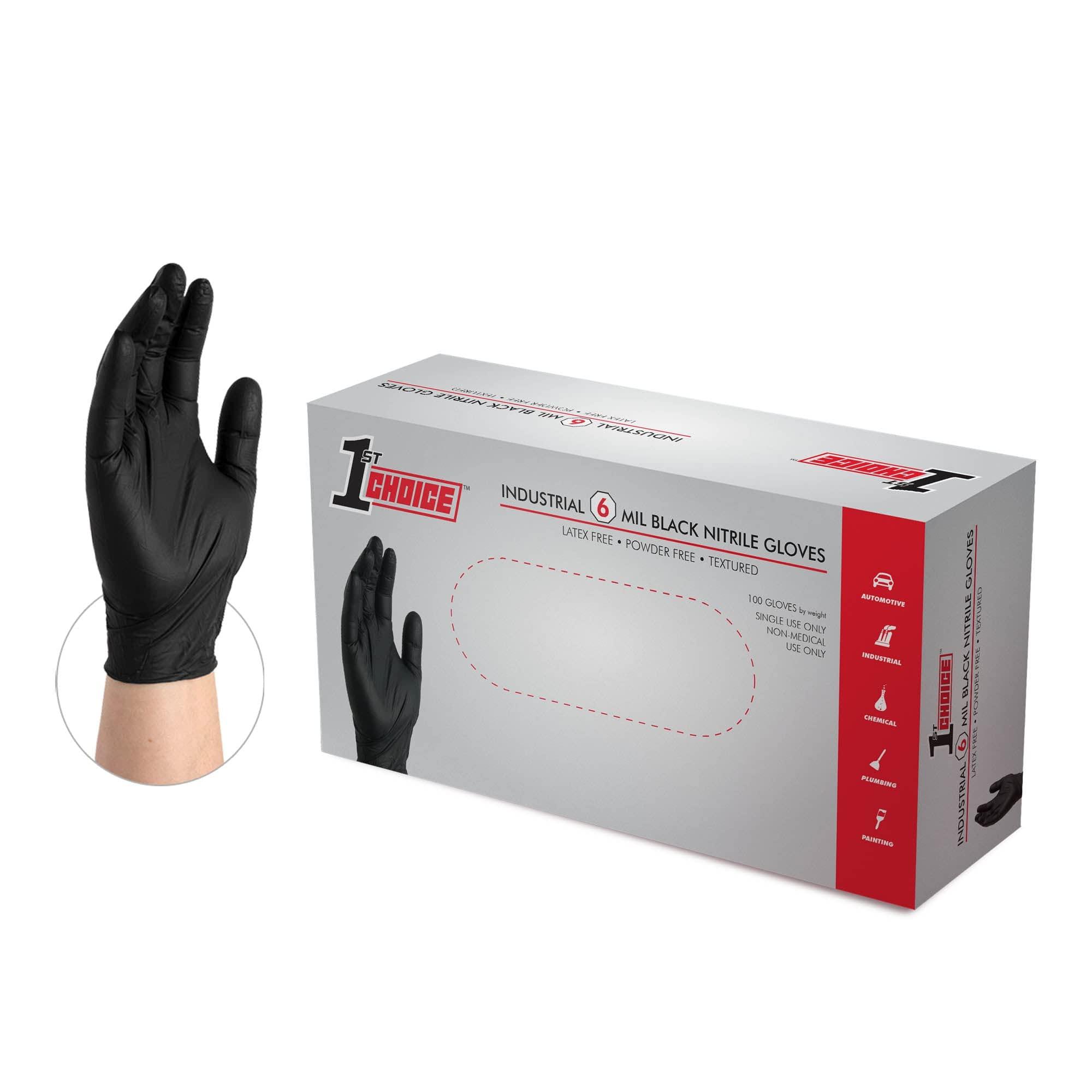 1st Choice 1st Choice Black Gloves Disposable Latex Free - Nitrile Gloves XL Black Nitrile Gloves for Cooking - 6 mil, Box of 100