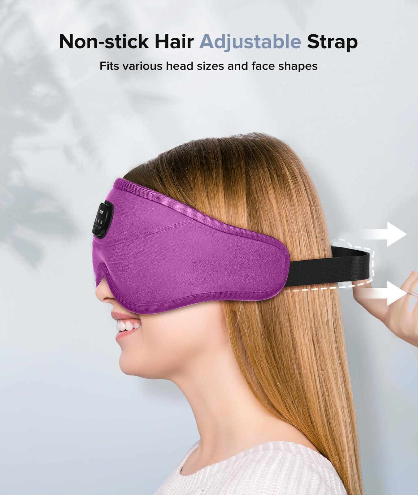 TOPOINT TOPOINT Sleep Mask with Bluetooth Headphones, 3D Eye Mask for Sleep Headphones with White Noise, Total Blackout, 5.4 Bluetooth, Timer, 15 Hours for Women Men, Travel, Meditation, Nap, CPAP Users