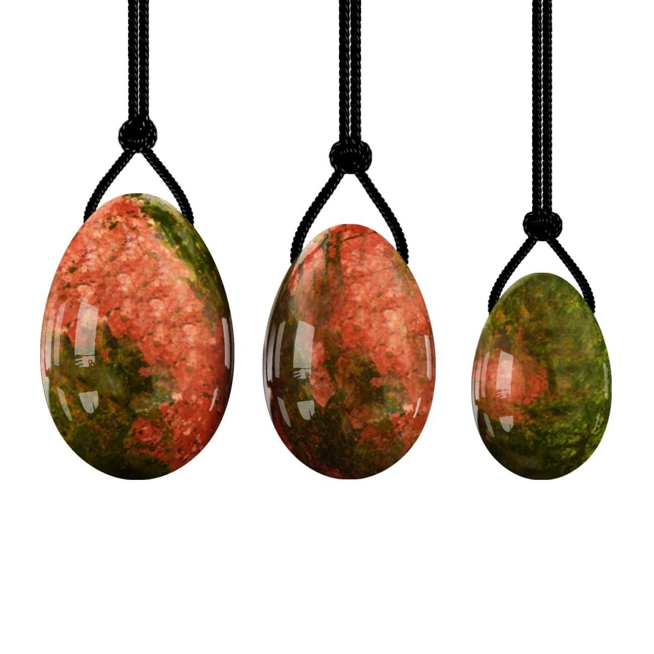 NVbHof Natural Greenstone Jade Eggs, Kegel Balls Massage Egg for Women Train Pelvic Muscles with Box Pack, Yoni Stone