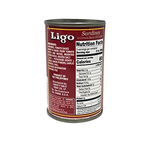 LIGO ligo sardines in tomato sauce with chili added - 5.5oz [6 units] (072810293606)