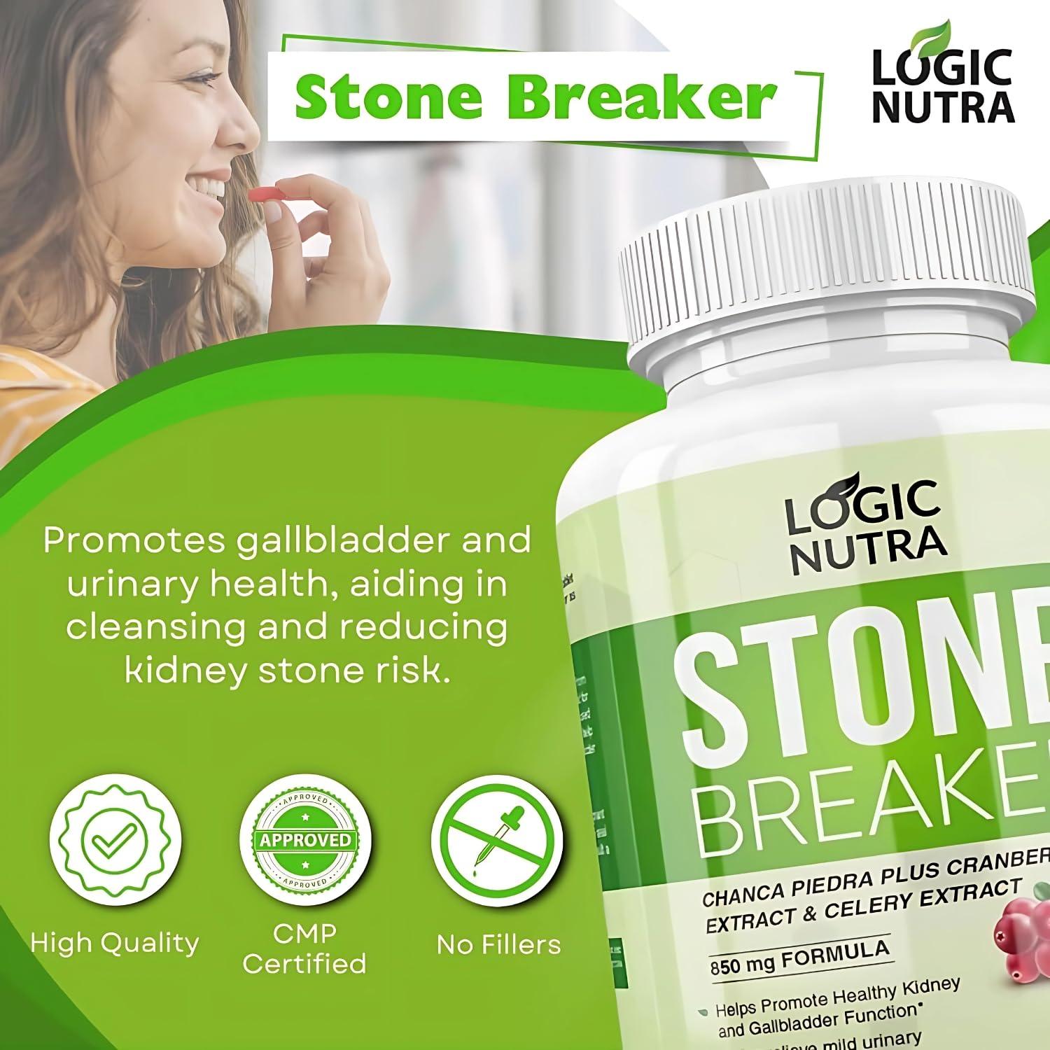 Logic Nutra Logic Nutra Chanca Piedra Kidney Stone Breaker 120 Tablets 800 mg - Maximum Strength for Gallbladder & Urinary Cleanse with Phyllantus Niruri, Celery Seed Extract & Cranberry Extract