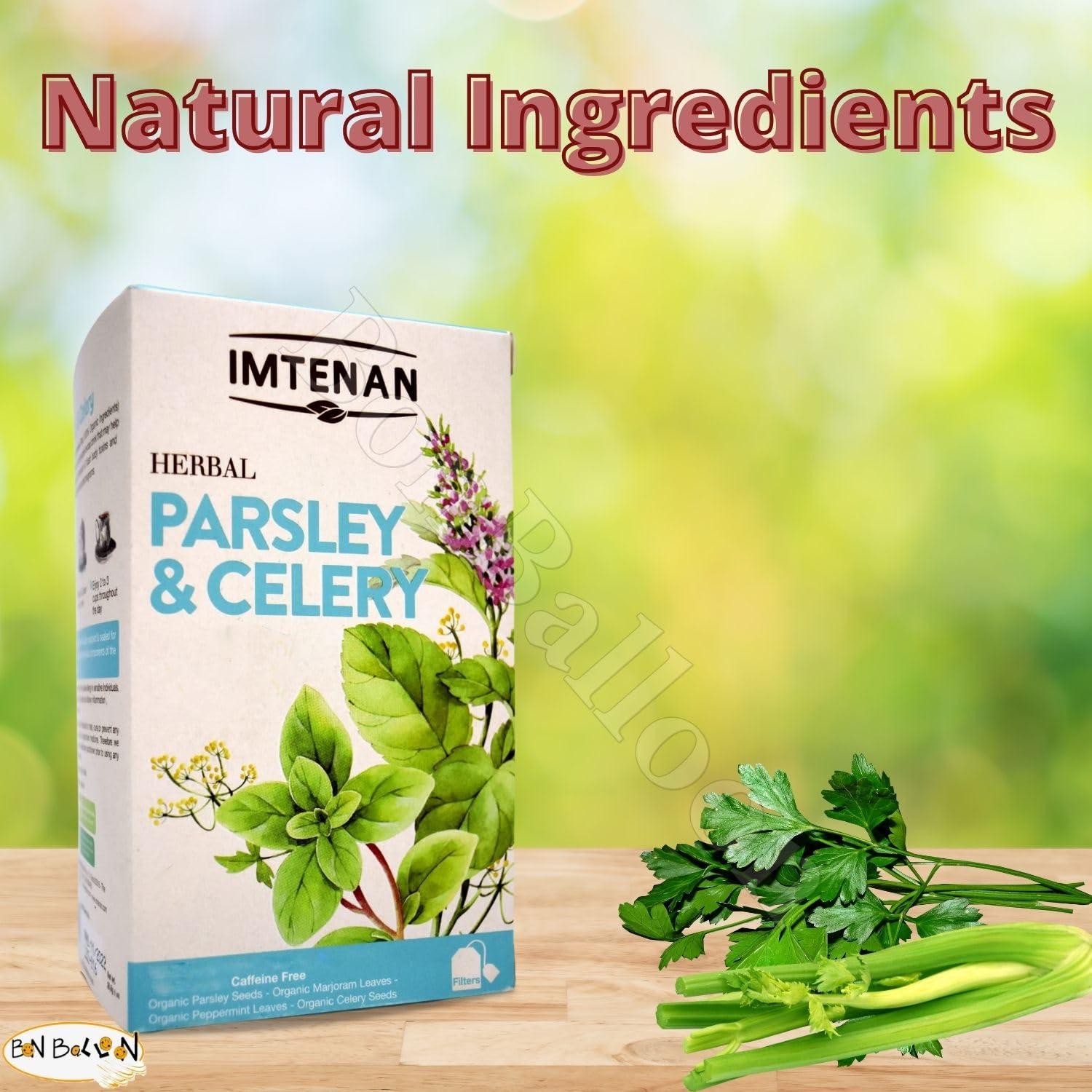 Egyptian Imtenan Natural Drink Herbal Parsley And Celery Herbal Tea Bags Herbals Herbs Herb Non Gmo No Additives No Artificial Coloring Kosher Halal (18 Bag)