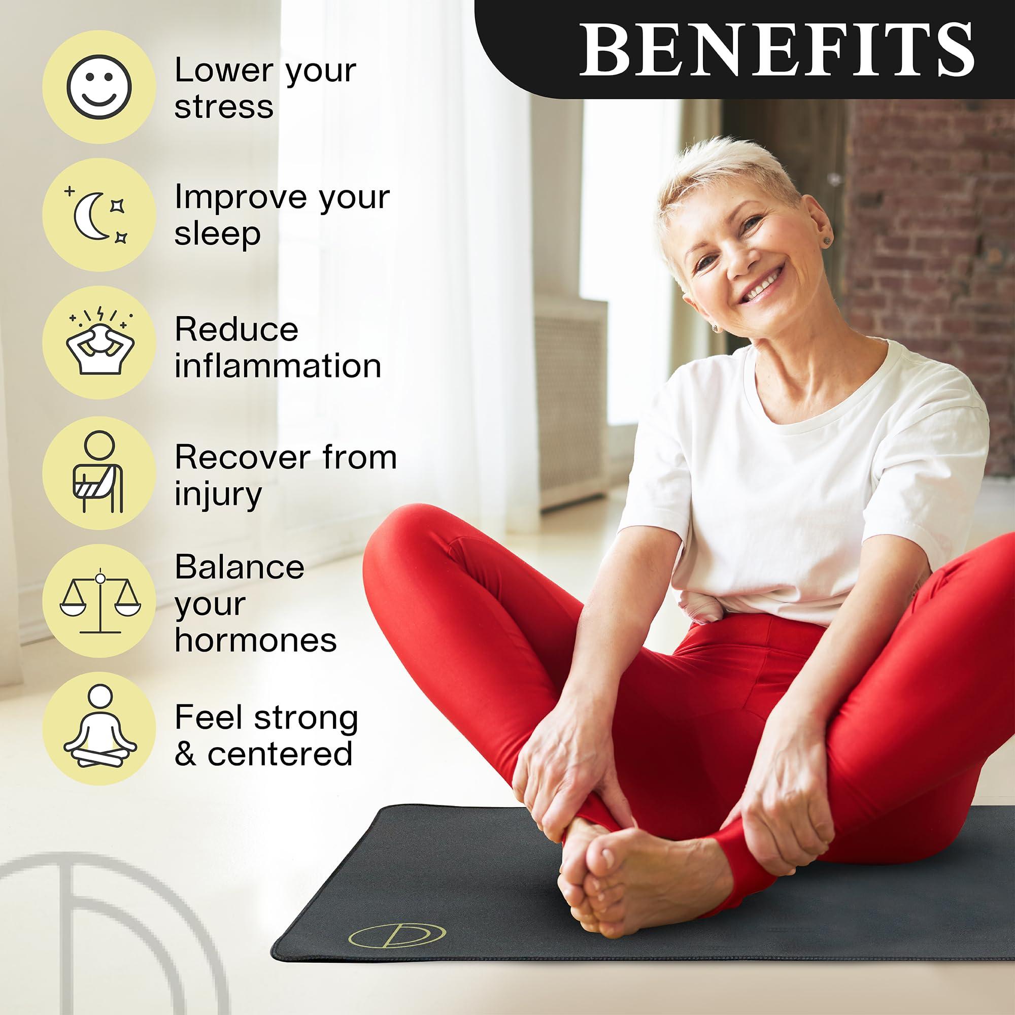 EARTH AND MOON Earth and Moon Grounding Mat for Feet, 13x29in Travel-Size Grounding Pad for Stress, Pain and Inflammation, Universal Mat Kit Supports Full Body Wellness at Home or Office, Outlet Tester Included