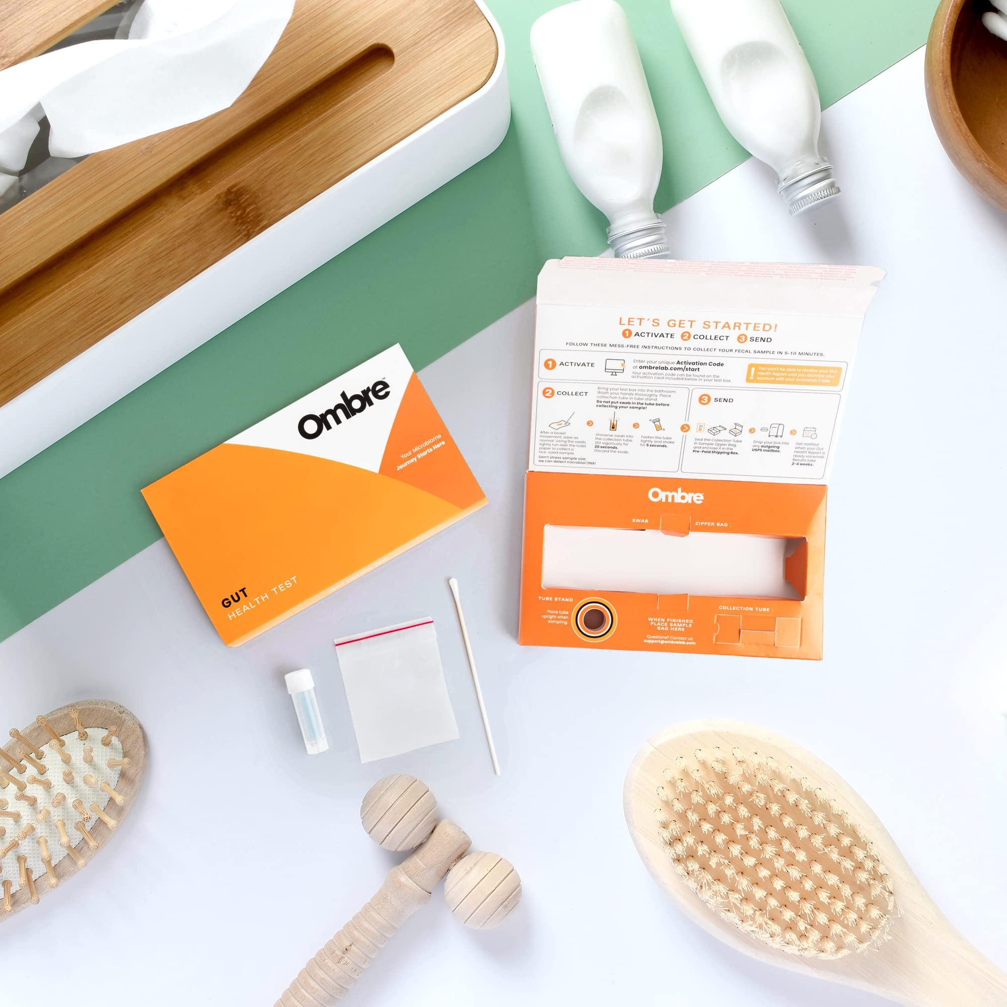 Ombre Ombre Gut Health Test Kit - Probiotic Recommender at Home Test for Women & Men - Detailed Custom Gut Microbiome Analysis for Digestive, Immune and Mental Health with Food Suggestions