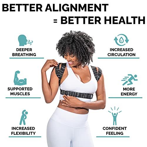 BackEmbrace BackEmbrace Posture Corrector for Women and Men - Made in USA - Slim and Adjustable Shoulder Brace - Back Brace for Back Pain Relief - Black Drizzle Large