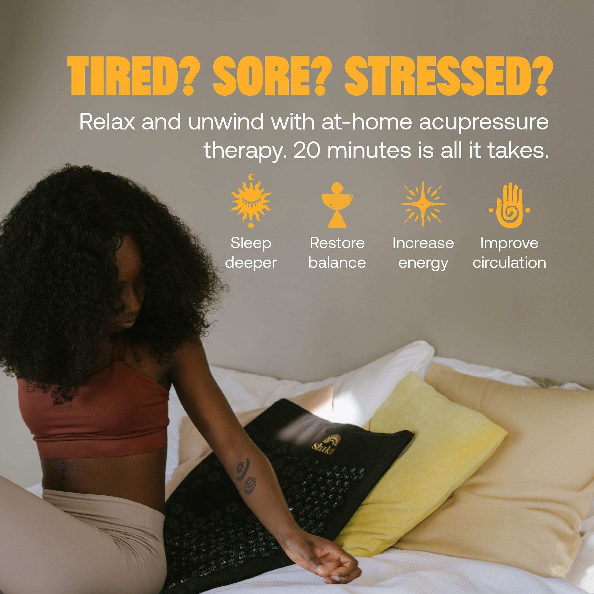 ShaktiMat ShaktiMat Classic Acupressure Mat Original Intensity in Shakti Black, Relieves Stress & Tension, Promotes Relaxation & Focus | Similar to Acupuncture, No Needles Required | FSA/HSA Eligible