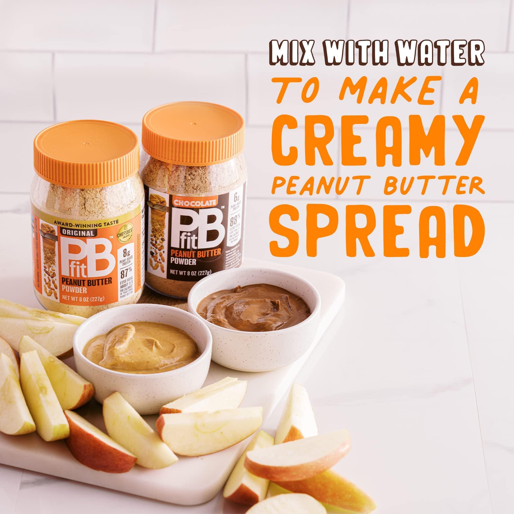 PBfit PBfit Peanut Butter Powder - Original & Chocolate - 87% Less Fat, Gluten Free All Natural Powdered Peanut Butter from Real Roasted Peanuts - 8 oz (Pack of 2)