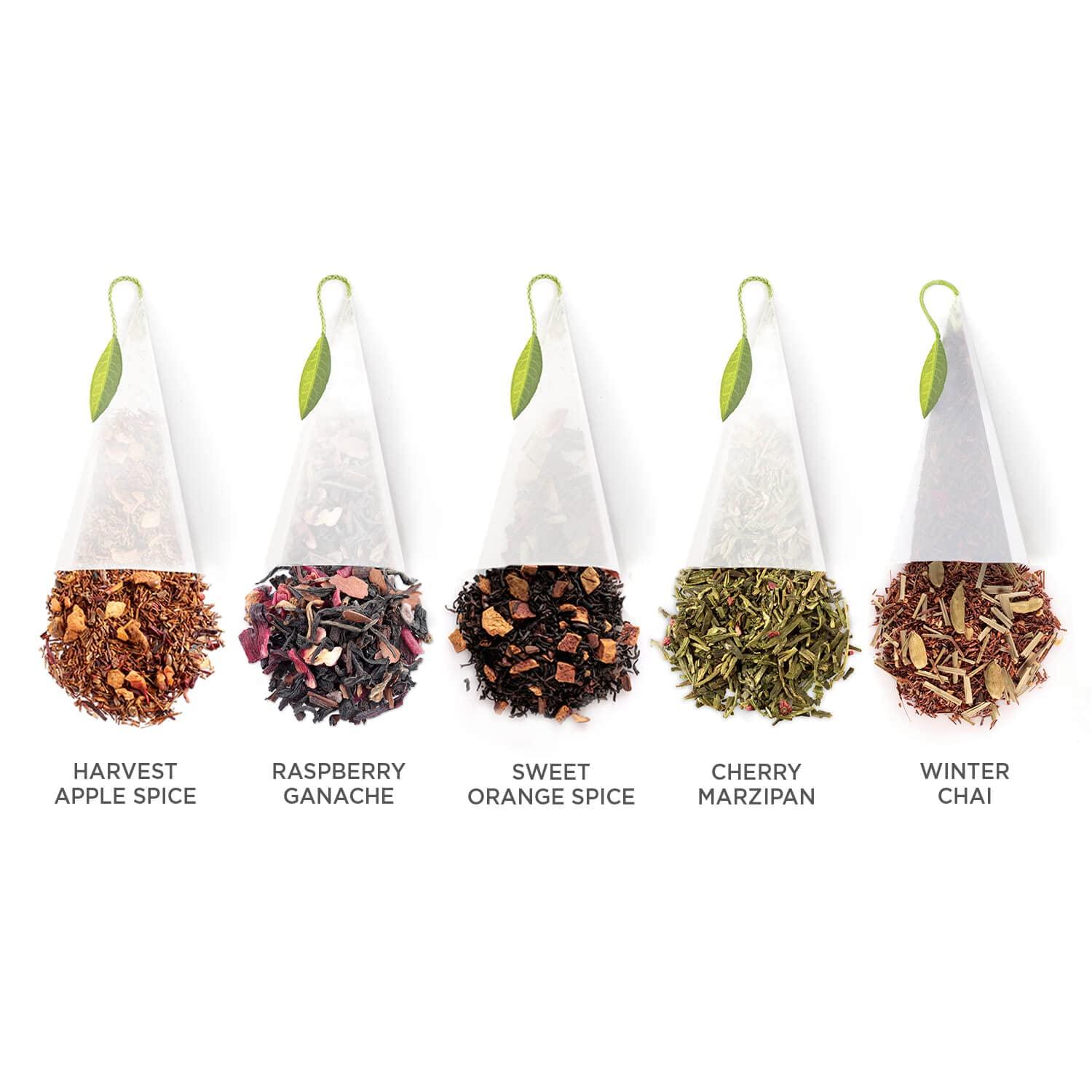 Tea Forte Tea Forte Warming Joy Gift Set, Holiday Spice Tea Sampler with 10 Pyramid Tea Infusers in Petite Presentation Gift Box, Organic Tea Bags Variety Pack