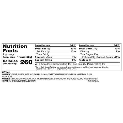 Nutella Nutella and Go Snack Packs, Chocolate Hazelnut Spread with Breadsticks, Perfect Bulk Snacks for Kids' Lunch Boxes, 1.8 oz, Pack of 4