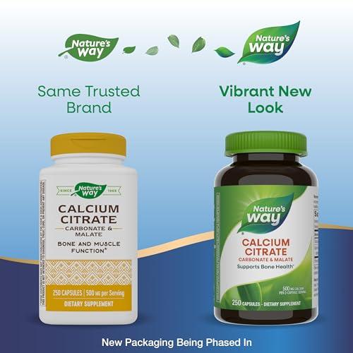 Nature's Way Nature\'s Way Calcium Citrate - 500 mg Calcium per 2-capsule Serving - For Bone Health & Muscle Function* - Blend of Citrate, Carbonate & Malate - Gluten Free - 250 Capsules (2 Pack)