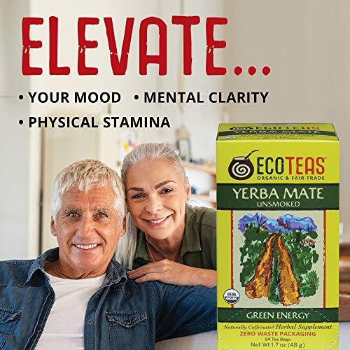 ECOTEAS ECOTEAS Organic Unsmoked Yerba Mate Tea Bags - 24 Count, 1.7 Oz - Organic Detox Tea - Hi Caf Tea - Clean Yerba Mate Energy Burst - Ecoteas Yerba Mate