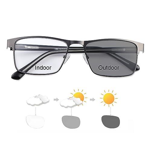 YIMI Photochromic Transition Nearsighted Distance Glasses For Men Women Spring Hinge Myopia Glasses Lightweight Negative Power Shortsighted Eyeglasses Black Full Frame Eyewear Anit UV & Glare Sunglasses