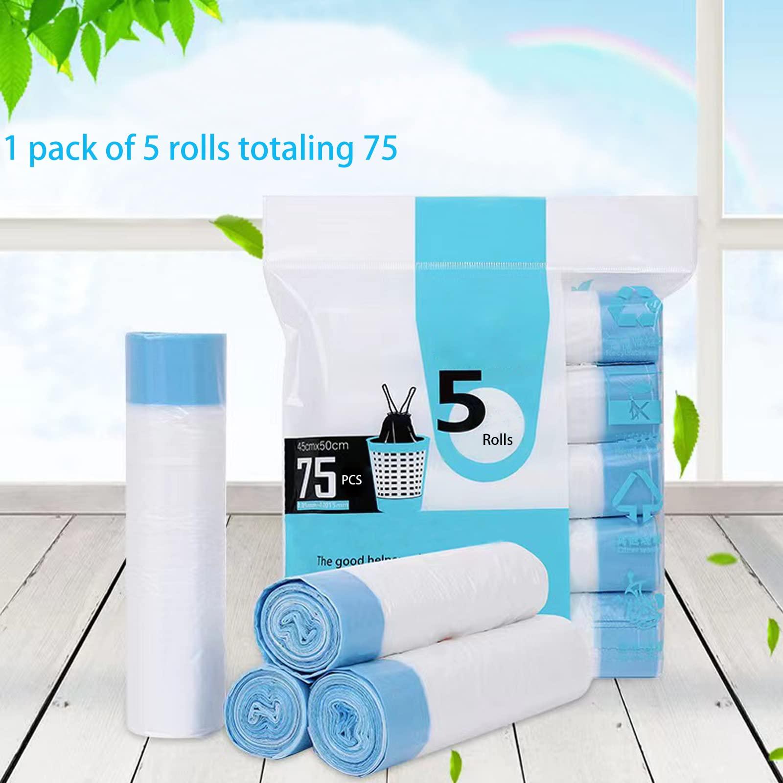 HUAPPNIO Garbage Bags, Small Drawstring Bin Bags 12L 45x50CM 75 PCS (Regular bagged)