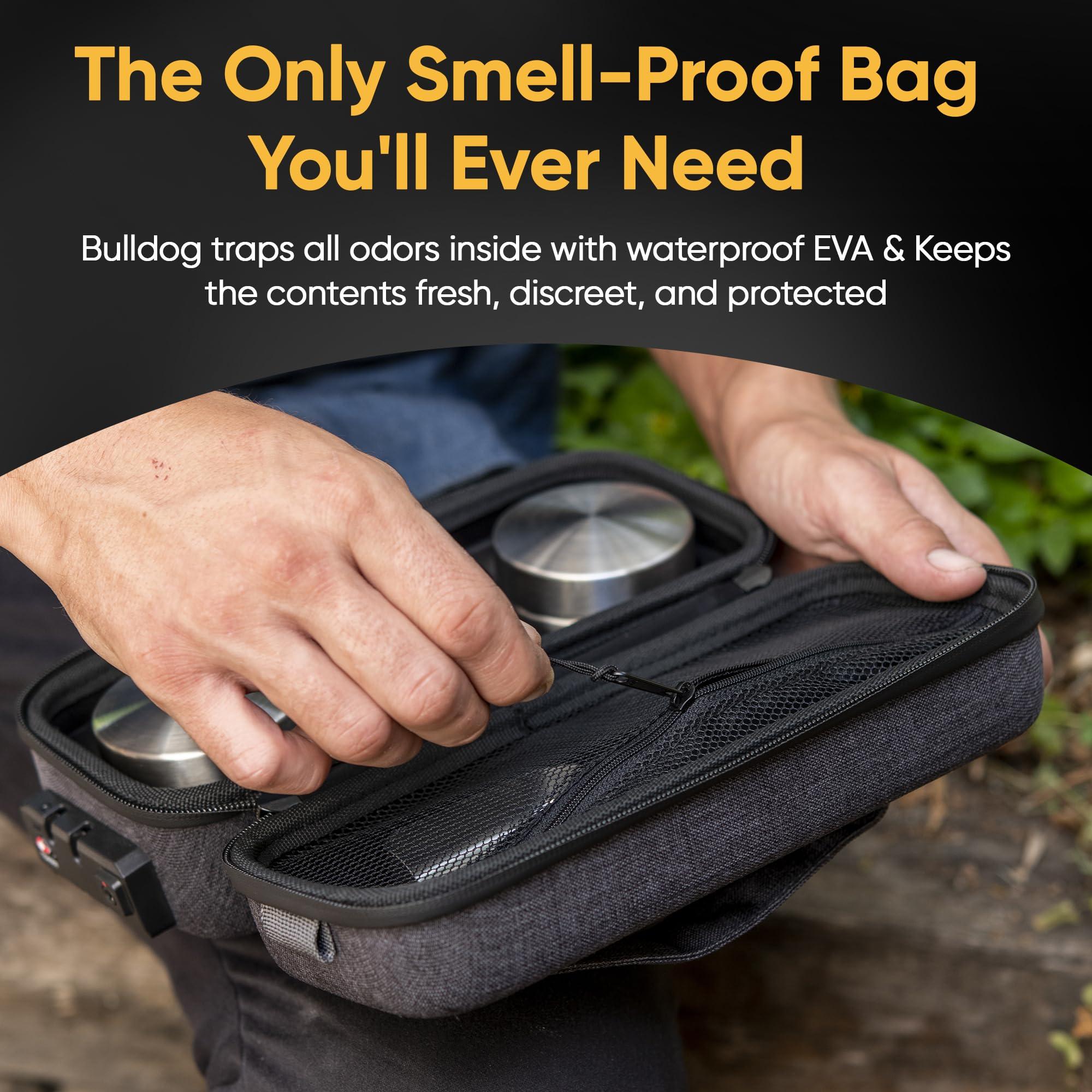 Blue Bus BlueBus Bulldog Large Smell Proof Bag with Lock - Smell Proof Stash Bag Carrying Case with Airtight Jars Smell Proof Case, Containers, Accessories - Waterproof, Bordeaux