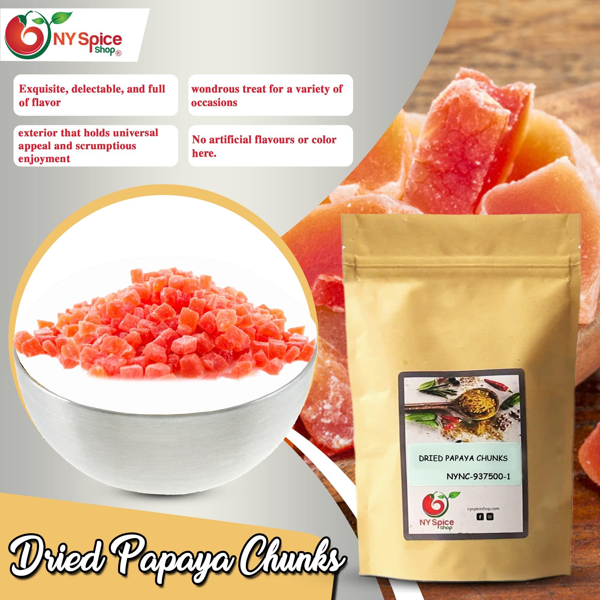 NY Spice Shop NY SPICE SHOP Dried Papaya Chunks 16 Ounces Diced Papaya - Hawaiian Papaya Fruit - Papaya Fresh Organic - Dried Fruit Papaya - Giant Papaya - Papaya Fresh