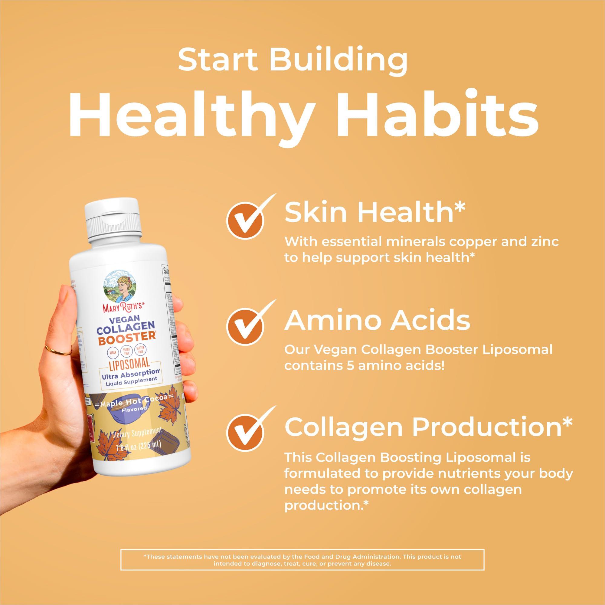 MaryRuth Organics MaryRuth Organics Collagen Booster Liposomal, Sugar Free, Liquid Collagen Booster with Vitamin C, Vitamin E, Zinc, Copper & Silica, Skin Care & Joint Support Supplement, Vegan, Non-GMO, 7.6 Fl Oz