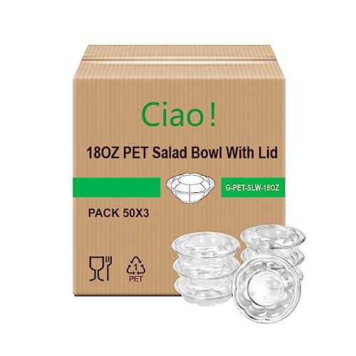 CIAO! CIAO! 18 oz Clear PET Fruit and Salad Bowl with Rose Dome Lid (150/case)