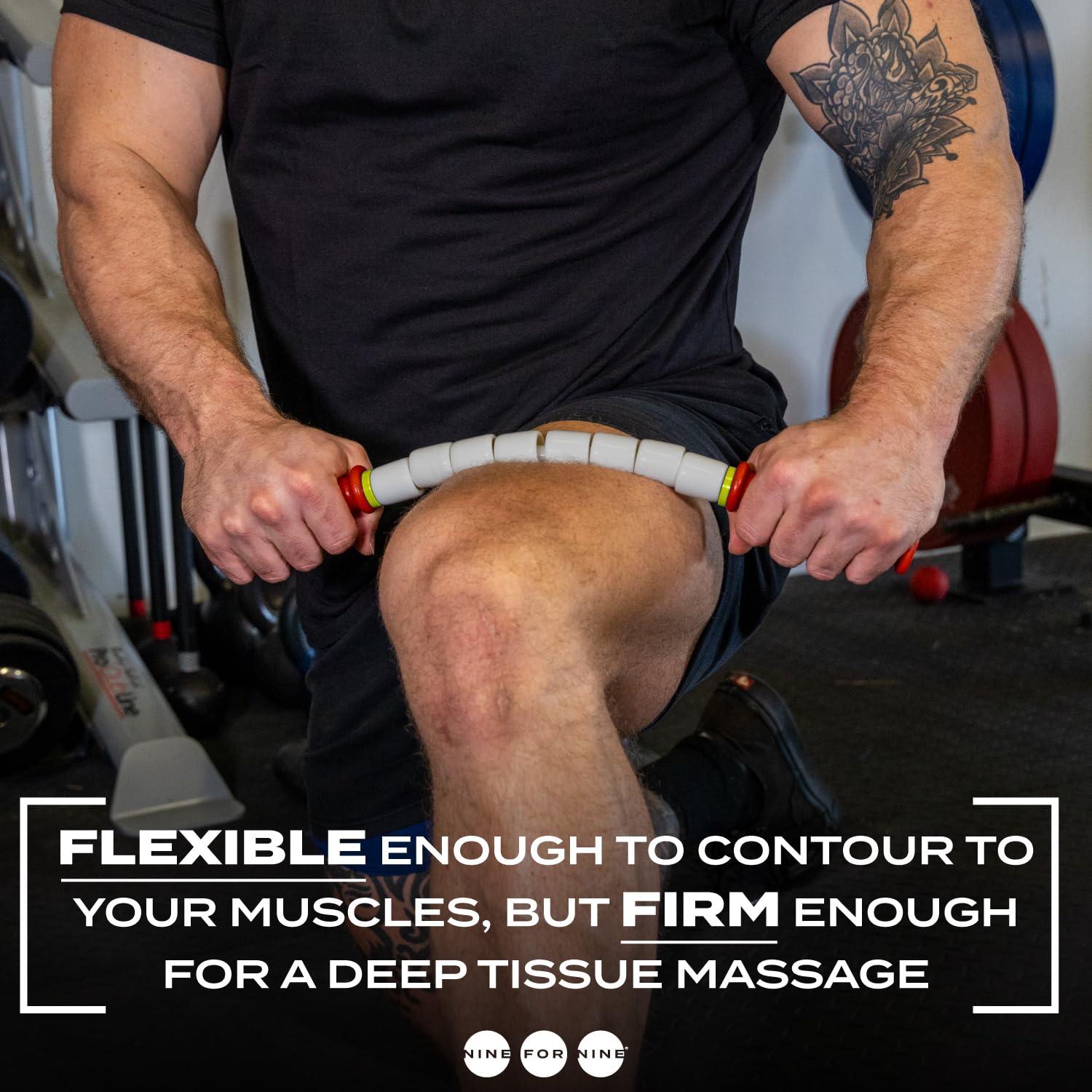 Nine for Nine Massage Stick 18\" Flexible Handheld Spindle Massage Roller (Will Contour to Any Muscle) - Full Body Muscle Recovery & Myofascial Release (Medium - 18\" Massage Stick)