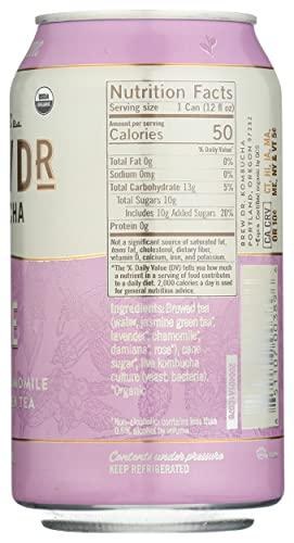Brew Dr Brew Dr. Kombucha Organic Raw Probiotic Love Jasmine Green Tea with Lavender, Rose & Chamomile, 12 Fl Oz, (Pack of 4)