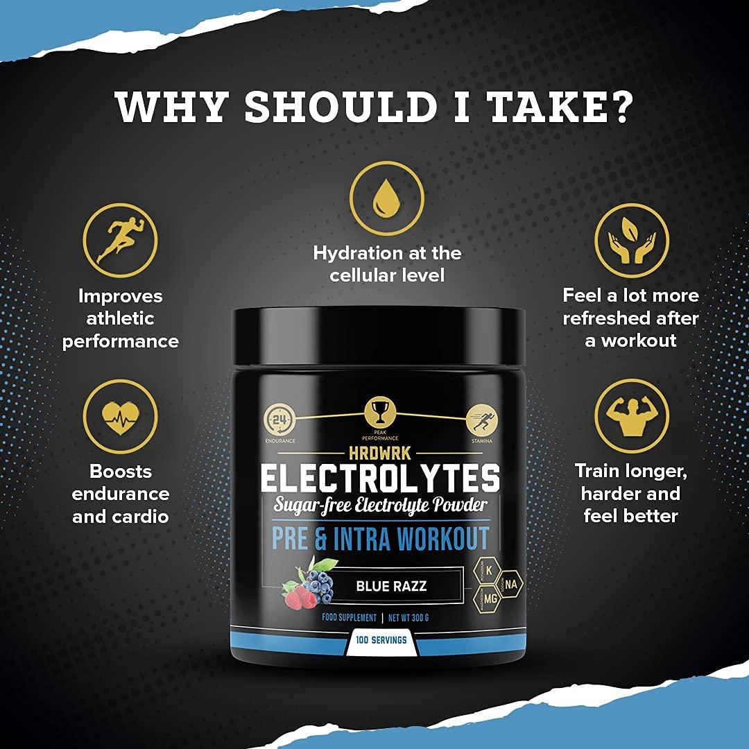 MMA Nutrition HRDWRK Electrolytes Powder with Magnesium, Potassium - Sugar Free Electrolytes Boost Endurance and Reduce Fatigue with This Electrolytes Supplement - Maximum Hydration - Keto Friendly