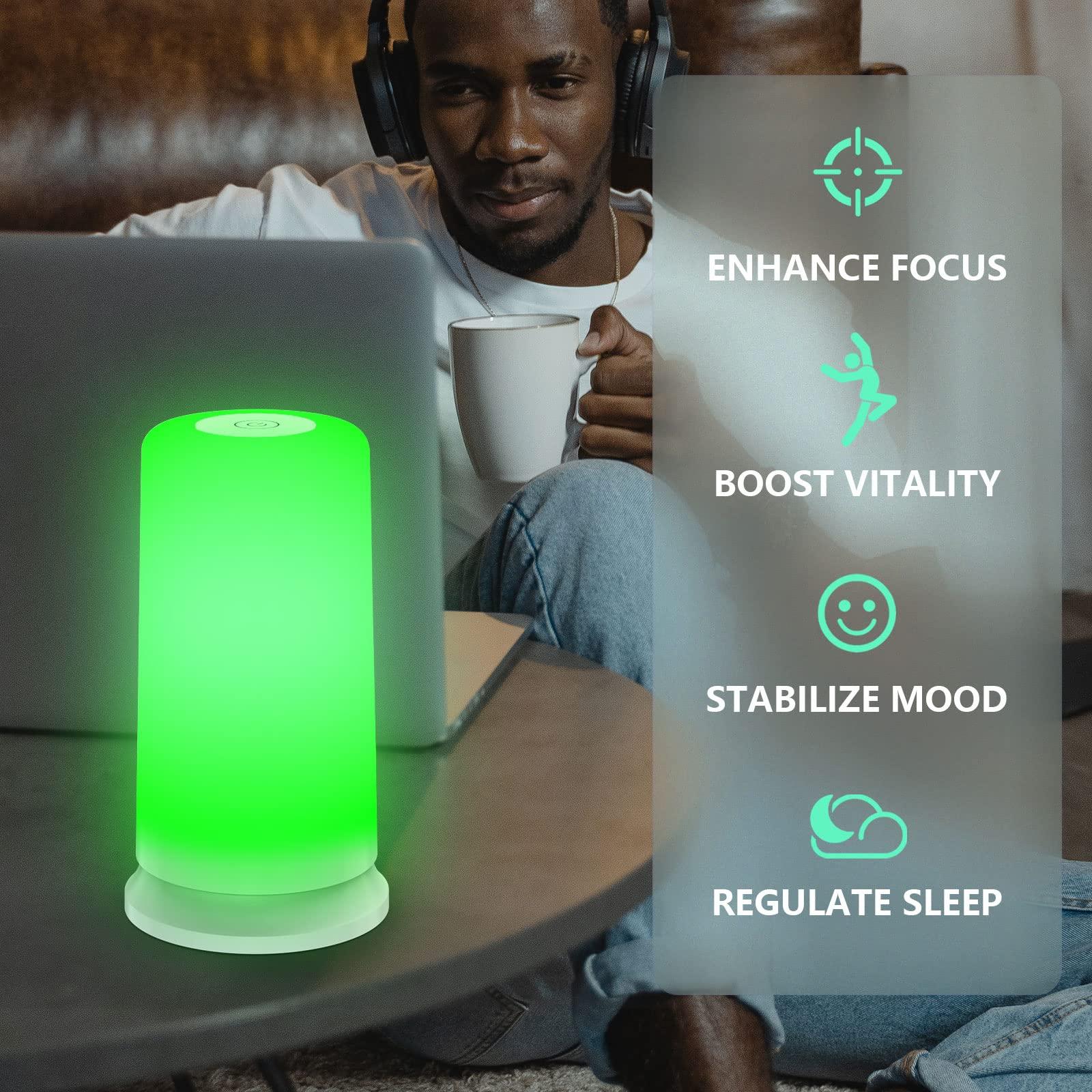 Jitesy Green Light Therapy Lamp for Migraines, Headaches, Insomnia, Anxiety Relief, Light Sensitivity, White Light Therapy Lamp, Soft Green & White Mode for Fast Asleep
