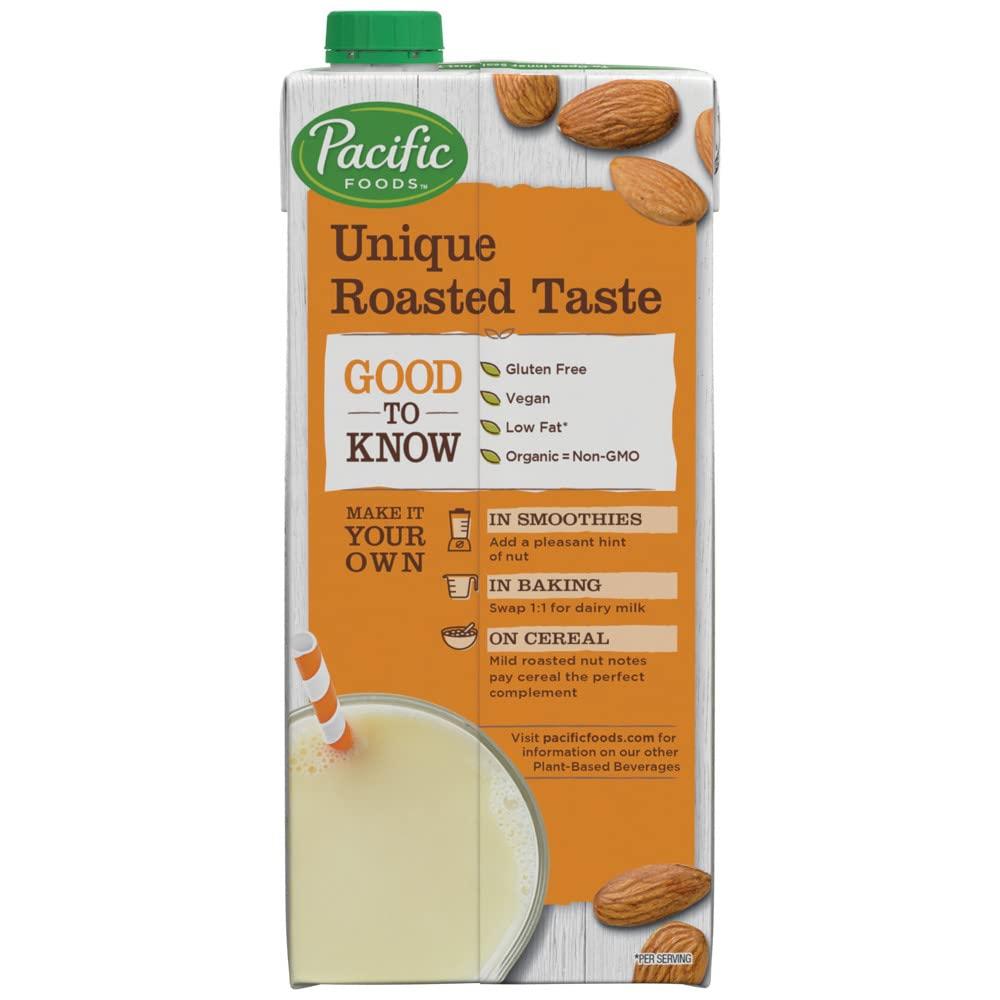Pacific Foods Pacific Foods Organic Unsweetened Almond Milk, Plant Based Milk, 32 oz Carton (Pack of 2)