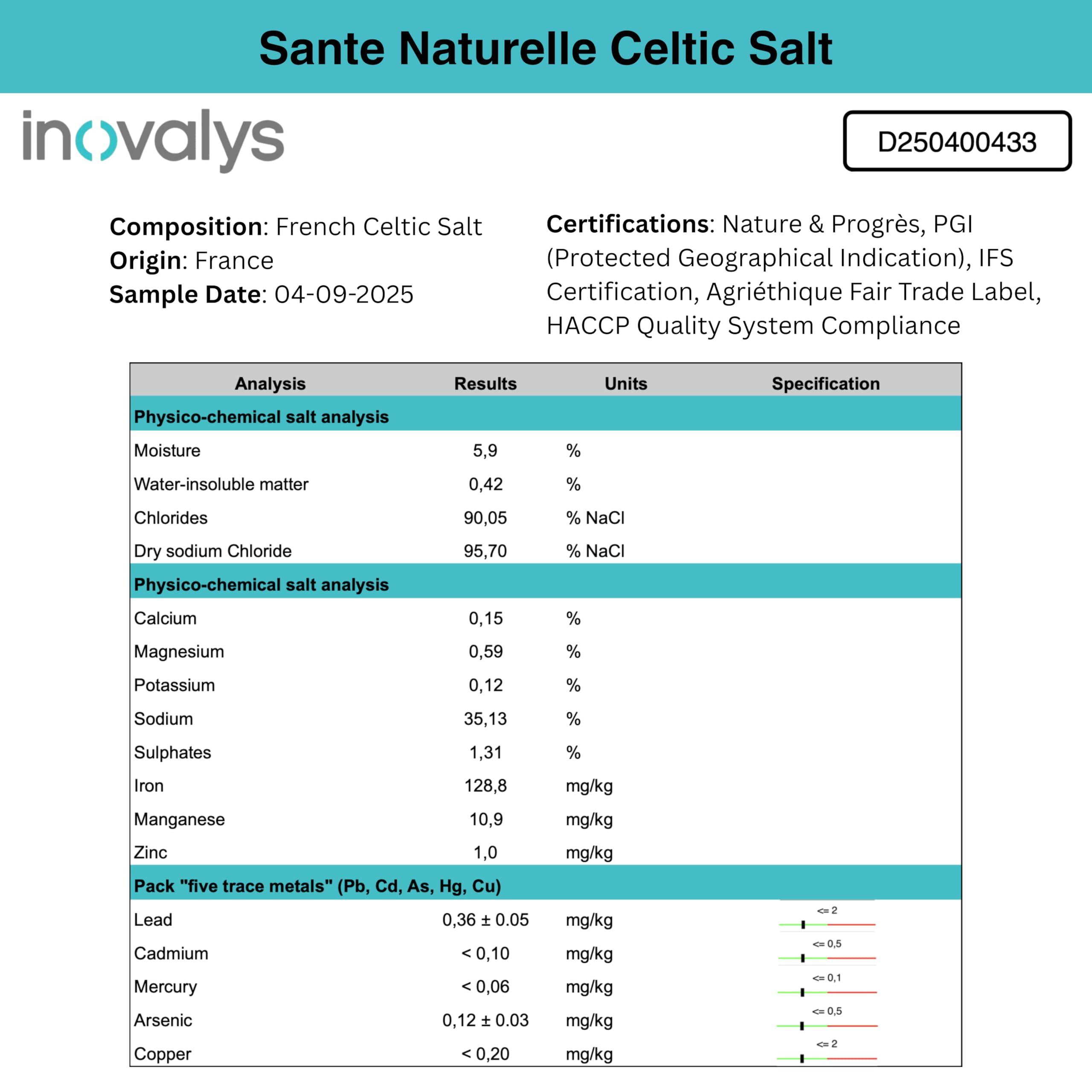 Sante Naturelle Sante Grey Coarse Sea Salt From the Celtic Sea - 1.1lb (18oz) Unrefined French Sea Salt Organic, Rich in 82+ Minerals Salt, 100% Natural & Hand Harvested