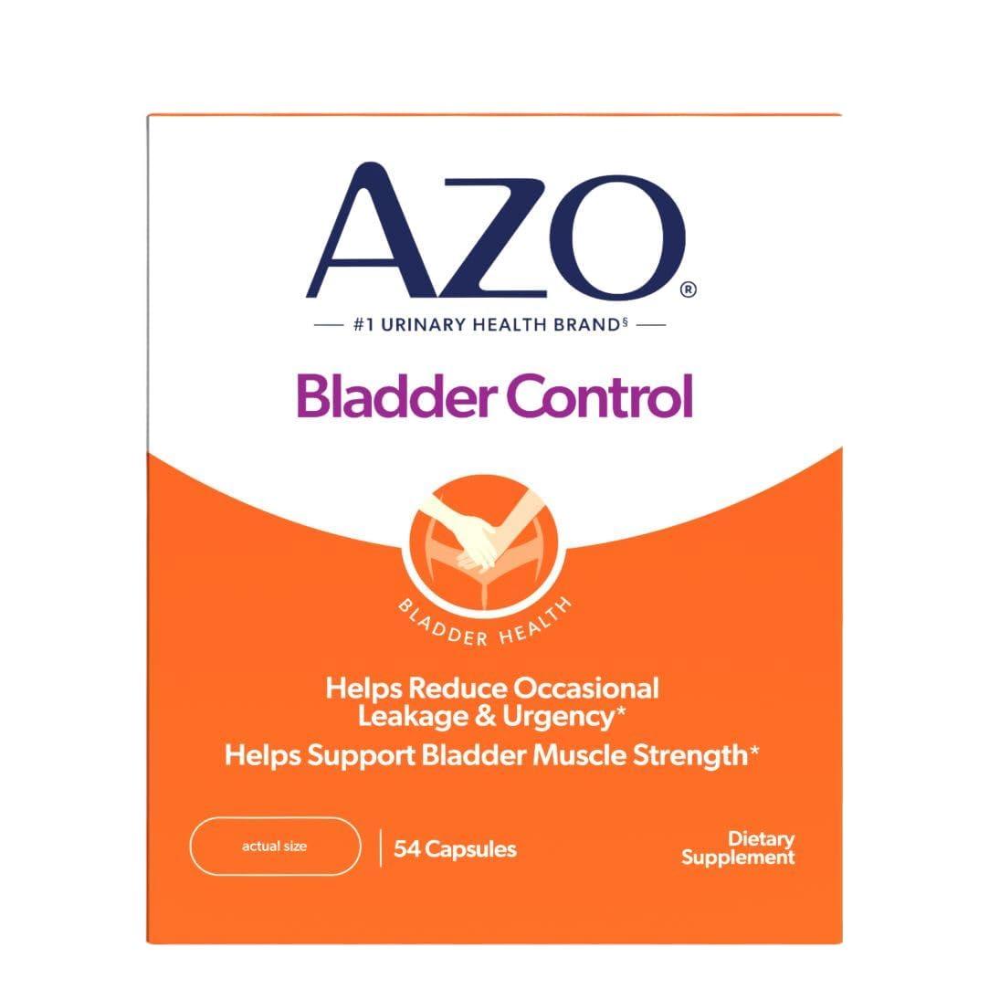 AZO AZO Bladder Control with Go-Less Daily Supplement | Helps Reduce Occasional Urgency& leakage due to laughing, sneezing and exercise | 54 Count Capsules